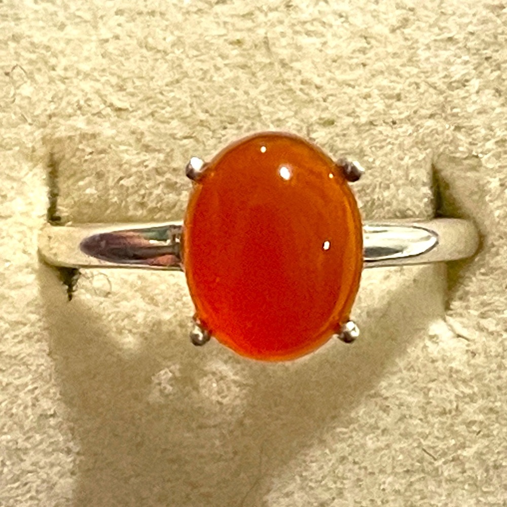 Imported 925 Genuine Natural Carnelian Cabochon Ring Sz9 NWT